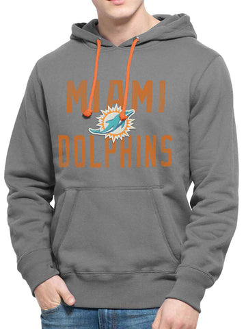 Shop Miami Dolphins 47 Brand Grey Cross-Check Pullover Hoodie Sweatshirt - Sporting Up