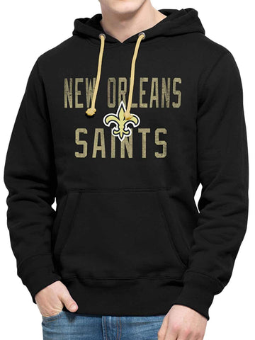 New Orleans Saints 47 Brand – Schwarzes Kapuzenpullover mit Kreuzkaromuster – sportlich