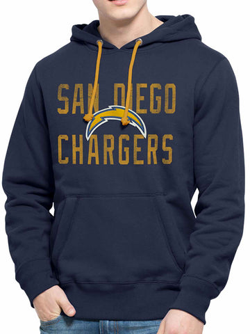 Shop San Diego Chargers 47 Brand Navy Cross-Check Pullover Hoodie Sweatshirt - Sporting Up