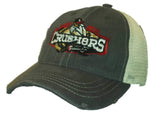 Lake Erie Crushers Retro Brand Gray Tweed Worn Vintage Adj Snap Mesh Hat Cap - Sporting Up