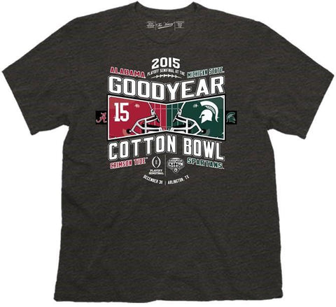 Alabama Crimson Tide Michigan State Spartans 2015 Cotton Bowl Gray T-Shirt - Sporting Up