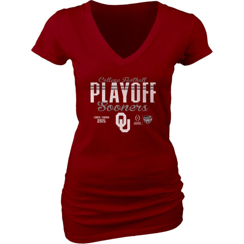 Shop Oklahoma Sooners Blue 84 Women 2016 College Football Playoff V-Neck T-Shirt - Sporting Up