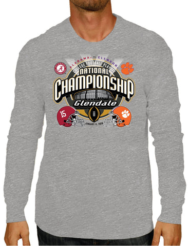 Alabama Crimson Tide Clemson Tigers 2016 Football Playoffs Gris LS T-shirt - Sporting Up