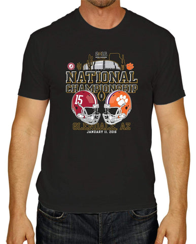 Shoppen Sie das Alabama Crimson Tide Clemson Tigers 2016 College Football Playoff schwarzes T-Shirt – sportlich