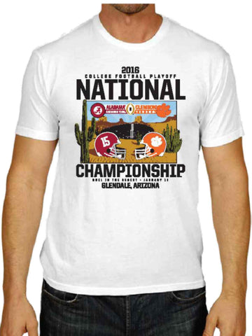 T-shirt blanc des séries éliminatoires de football universitaire 2016 des Tigres de Clemson de marée pourpre d'Alabama - faire du sport