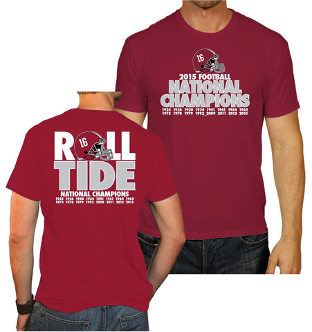 T-shirt rouge des champions nationaux de football Alabama Crimson Tide 2016 Roll Tide - Sporting Up
