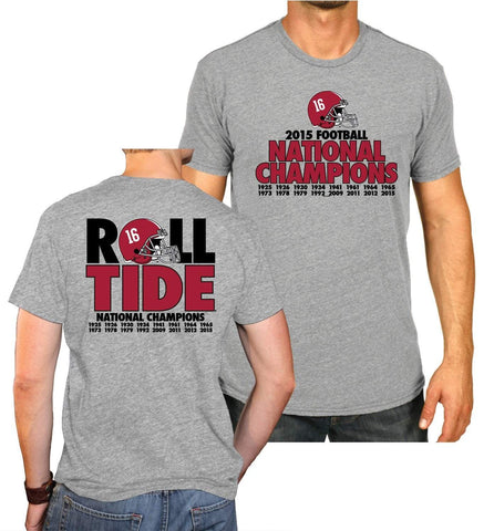 Alabama crimson tide 2016 campeones de fútbol universitario roll tide camiseta gris - sporting up