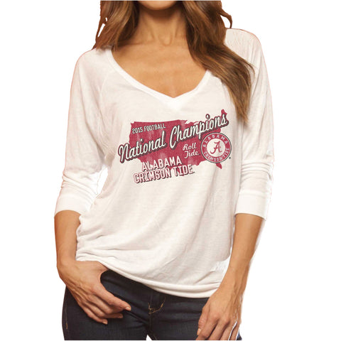 Weißes Damen-T-Shirt „Alabama Crimson Tide 2016 Football National Champions“ – sportlich