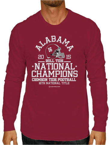 Alabama crimson tide 2016 college fotboll slutspel champs röd ls t-shirt - sporting up