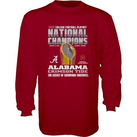 T-shirt LS du trophée des champions de football Alabama Crimson Tide Blue 84 2016 - Sporting Up