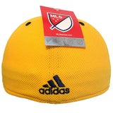 LA Galaxy MLS Adidas Yellow & White Fitmax '70 Structured Flexfit Hat Cap (S/M) - Sporting Up