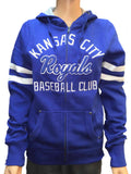 Kansas City Royals Saag Damen-Thermo-Kapuzenjacke aus blauem Fleece mit Reißverschluss – sportlich