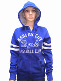 Kansas City Royals SAAG Women Blue Fleece Zip Up Thermal Hoodie Jacket - Sporting Up