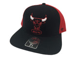 Chicago Bulls 47 Brand Black & Red Two Tone Fitted Flat Bill Hat Cap (7 1/2) - Sporting Up