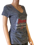Atlanta Braves SAAG Women Navy Loose Soft Baseball V-Neck T-Shirt - Sporting Up