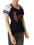 Baltimore Orioles SAAG Women Black Light Baseball Tri-Blend V-Neck T-Shirt - Sporting Up
