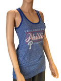 Philadelphia phillies saag camiseta sin mangas azul con espalda cruzada y sombra para mujer - sporting up
