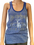 Los Angeles Dodgers SAAG Women Blue Racerback Sleeveless Shadow Tank Top - Sporting Up