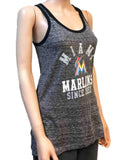 Miami marlins saag mujer gris racerback sin mangas sombra camiseta sin mangas - sporting up