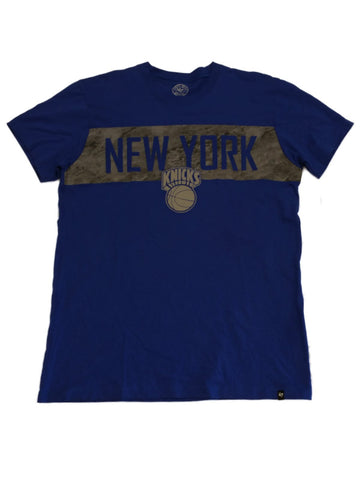 T-shirt à manches courtes de basket-ball bleu et gris de la marque 47 des New York Knicks (m) - Sporting Up