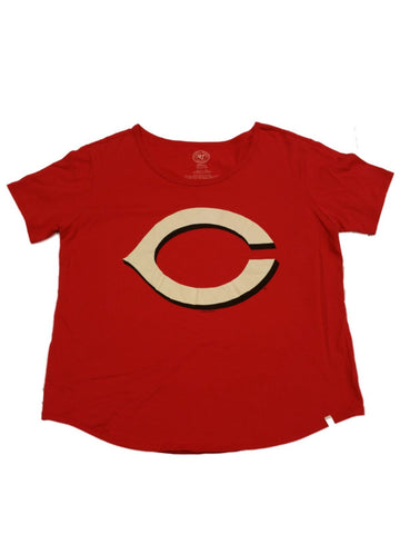 Cincinnati Reds 47 Marke Damen rot elfenbeinfarbenes Kurzarm-T-Shirt mit großem Logo – sportlich