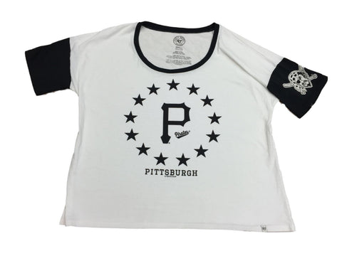 Pittsburgh Pirates 47 Brand Women White Black Star Design Loose Fit T-Shirt (S) - Sporting Up