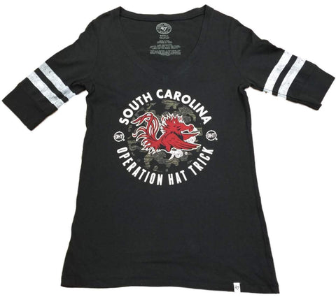 Kaufen Sie South Carolina Gamecocks 47 Brand Damen-T-Shirts mit V-Ausschnitt im schwarzen Jersey-Stil – sportlich