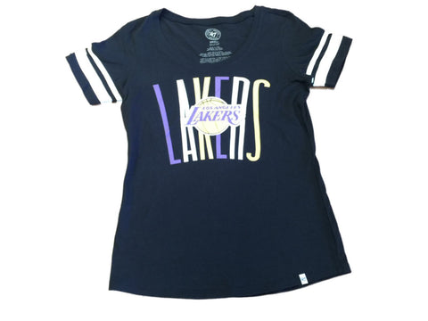 Los Angeles Lakers 47 Brand Damen schwarzes Kurzarm-T-Shirt aus Baumwolle – sportlich