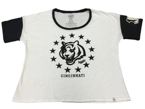 Cincinnati Bengals 47 Brand WOMEN White Over Sized Short Sleeve T-Shirt (S) - Sporting Up