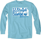 Kansas Jayhawks femmes big 12 champions de conférence 12 t-shirt droit bleu ls - sporting up