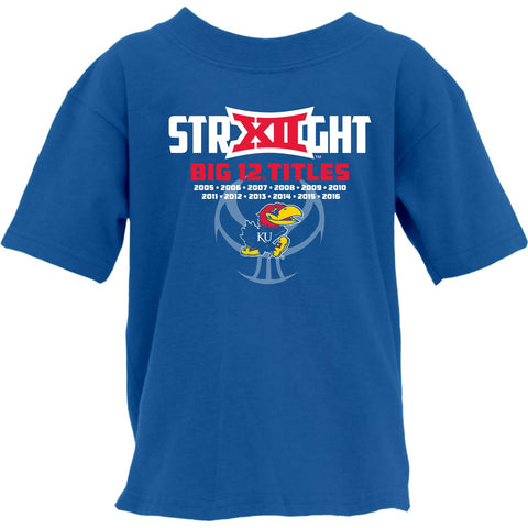 Kansas Jayhawks Blue 84 YOUTH Big XII Conference Champs 12 Straight T-Shirt - Sporting Up