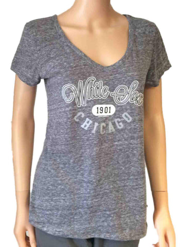 Boutique Chicago White Sox Saag Femmes Gris Loose Soft Baseball T-shirt à col en V - Sporting Up