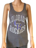 Colorado Rockies SAAG Women Gray Racerback Sleeveless Tri-Blend Tank Top - Sporting Up