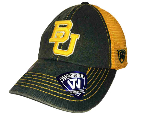 Baylor lleva remolcar gorra de sombrero snapback ajustable de malla de cruce de oro verde - sporting up