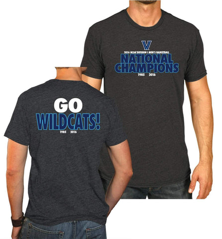 Villanova wildcats 2016 nationella mästare i basket go wildcats grå t-shirt - sportig