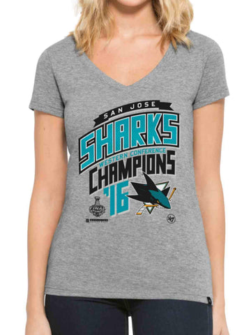 Kaufen Sie San Jose Sharks 47 Brand 2016 Western Conf Champions On-Ice-Damen-T-Shirt – sportlich