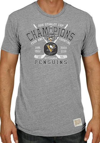 Penguins de Pittsburgh 2016 4 fois champions de la Coupe Stanley t-shirt de rondelle de hockey - faire du sport