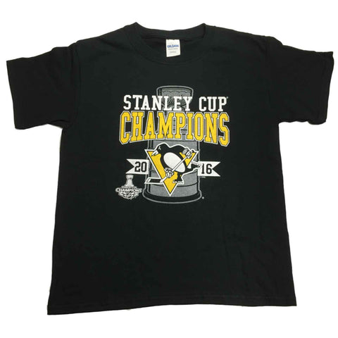 Pittsburgh Penguins 2016 Stanley Cup Champions Jugendjungen, schwarzes T-Shirt – sportlich