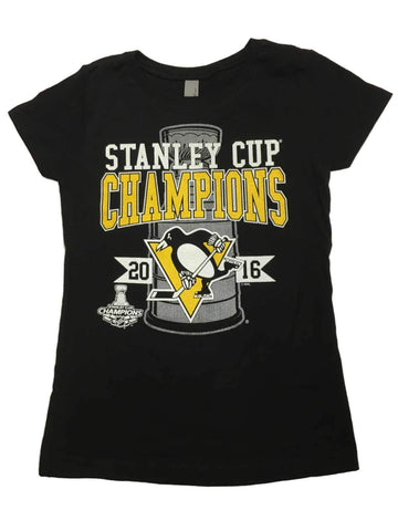Pittsburgh penguins 2016 stanley cup champions ungdom flickor svart t-shirt - sporting up
