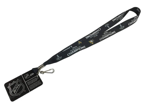 Shop Pittsburgh Penguins 2016 Stanley Cup Champions Aminco Black Durable Lanyard - Sporting Up