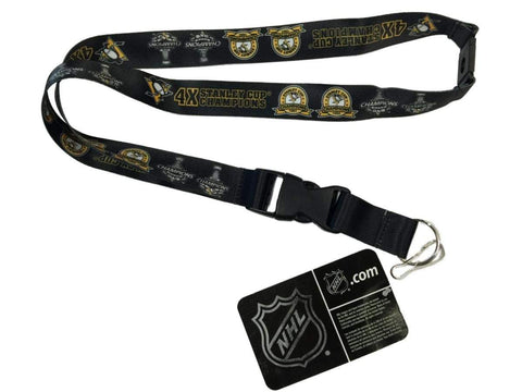 Shop Pittsburgh Penguins Aminco 4 Time 2016 Stanley Cup Champions Durable Lanyard - Sporting Up
