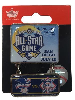 2016 All-Star Game San Diego Aminco Dueling  A.L. & N.L. Teams Dangler Lapel Pin - Sporting Up