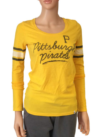 Shop Pittsburgh Pirates 47 Brand WOMENS Yellow Scoop Neck Long Sleeve T-Shirt (S) - Sporting Up