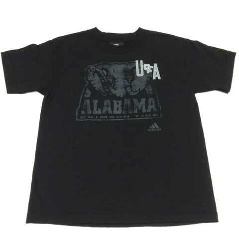 Alabama Crimson Tide Adidas YOUTH Black Short Sleeve Crew Neck T-Shirt (M) - Sporting Up