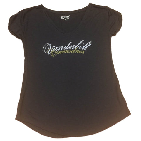 Handla Vanderbilt Commodores Gear for Sports Damer Svart SS V-ringad T-shirt (M) - Sporting Up