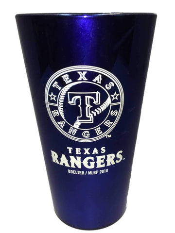 Texas Rangers MLB Boelter Brands Vaso de pinta azul esmerilado con logotipo blanco - Sporting Up