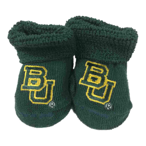 Shop Baylor Bears Two Feet Ahead Infant Baby Newborn Green "BU" Logo Socks Booties - Sporting Up