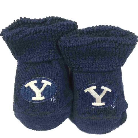 Shop BYU Cougars Two Feet Ahead Infant Baby Newborn Navy "Y" Logo Socks Booties - Sporting Up