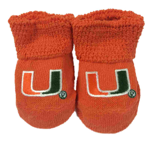 Shop Miami Hurricanes Two Feet Ahead Infant Baby Newborn Orange & Green Socks Booties - Sporting Up