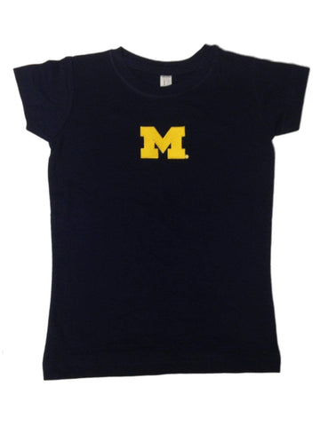 Michigan wolverines tfa camiseta de algodón de longitud larga azul marino para niñas pequeñas - sporting up